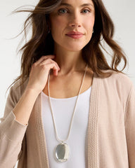 Chico's Adjustable Silvertone Pendant Necklace