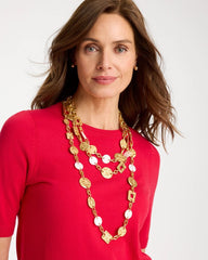 Chico's Pearl Hammered Short Necklace