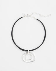 Chico's Silver Tone Rings Pendant Necklace