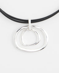 Chico's Silver Tone Rings Pendant Necklace