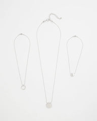 Chico's Silver Triple Pendant Necklace