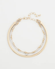 Chico's Mixed Metal Link Triple-Strand Necklace