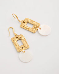 Chico's Pearl Hammered Drop Earrings