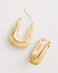 Chico's Neutral Goldtone Square Hoop Earrings