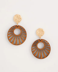 Chico's Wood Carved Sun Drop Earrings