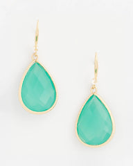 Chico's Green Teardrop Fishwire Earrings
