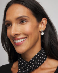 Chico's Silvertone Bezel Stud Earrings