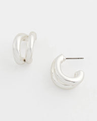 Chico's Silver Double Mini Hoop Earrings