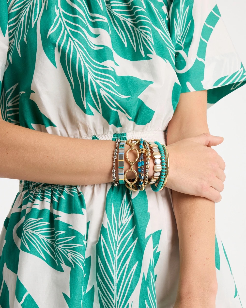 Chico's Glam Teal Slice Stretch Bracelet