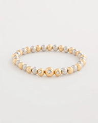 Chico's Mixed Metal Beaded Stretch Bracelet