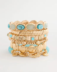 Chico's Jade Stone Link Charm Bracelet