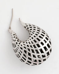 Chico's Silver Lattice Puff Hoop Earrings