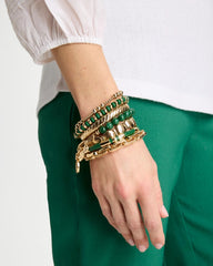 Chico's Green Jade Stone Charm Bracelet