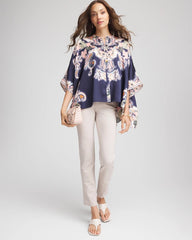 Chico's Collarless Floral-Paisley Poncho