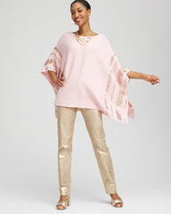 Chico's Sequin Striped Sweater Poncho