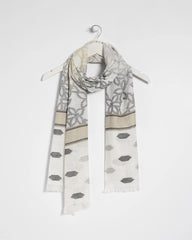 Chico's Neutral Paisley Polka Dot Oblong Scarf