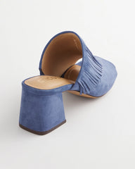 Chico's Blue Lotus Suede Fringe Block Heels