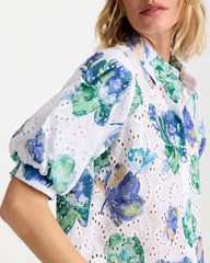 Chico's Floral Paisley Eyelet Blouse