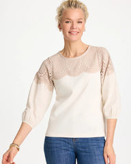 Chico's Lace Crochet Sleeve Tee