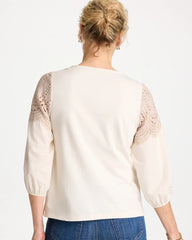 Chico's Lace Crochet Sleeve Tee