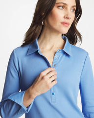 Chico's Knit Woven Mix Rib Henley