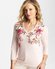Chico's Stretch-Cotton 3/4 Sleeve Perfect Tee