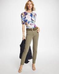 Chico's Geo Blur Ruched Sleeve Tee