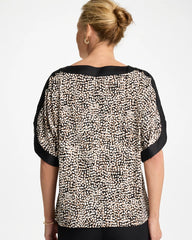 Chico's Printed Jersey & Satin Dolman Tee