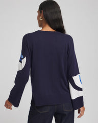 Chico's Floral Intarsia Crewneck Pullover