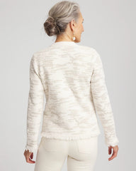 Chico's Fringe Textured V-Neck Cardigan