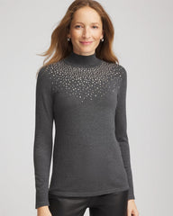 Chico's Ella Rhinestone Mockneck Sweater