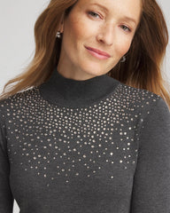 Chico's Ella Rhinestone Mockneck Sweater