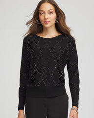 Chico's Ella Embellished Dolman Pullover Sweater