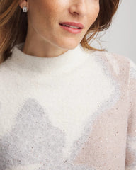 Chico's Bloom Metallic Intarsia Pullover Sweater