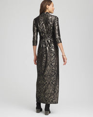 Chico's Foiled Knit Pleated Maxi Dress