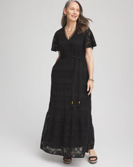Chico's Petite Crochet-Lace Maxi Dress