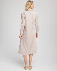 Chico's Vanilla Chai Striped Shirtdress