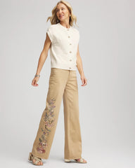 Chico's Embroidered High-Rise Wide-Leg Jeans