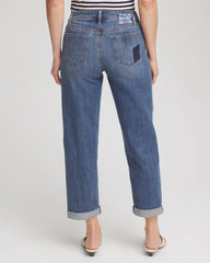 Chico's Boyfriend Patchwork Cropped Jeans