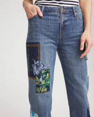 Chico's Boyfriend Patchwork Cropped Jeans