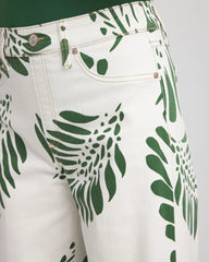 Chico's Palm-Frond-Motif Pull-On Wide-Leg Cropped Jeans