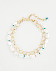 Chico's Pearlescent Goldtone Collar Necklace