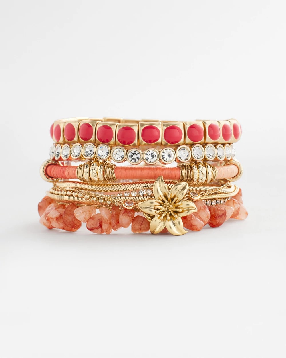 Chico's Bold Orange Goldtone Stretch Bracelet