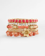 Chico's Bold Orange Goldtone Stretch Bracelet