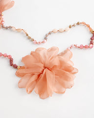 Chico's Pink Floral Aventurine Long Single Necklace