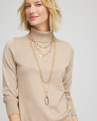 Chico's Convertible Pink & Gold Beaded Necklace