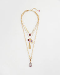 Chico's Convertible Three-Strand Stone Pendant Necklace
