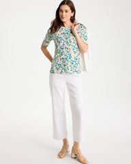 Chico's Leafy Swamp Pima Elbow Sleeve Tee