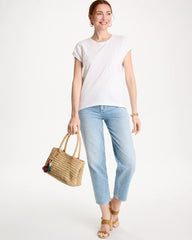 Chico's Cotton Slub Embroidered Wedge Tee