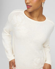 Chico's Tonal Embroidered Boatneck Pullover Sweater